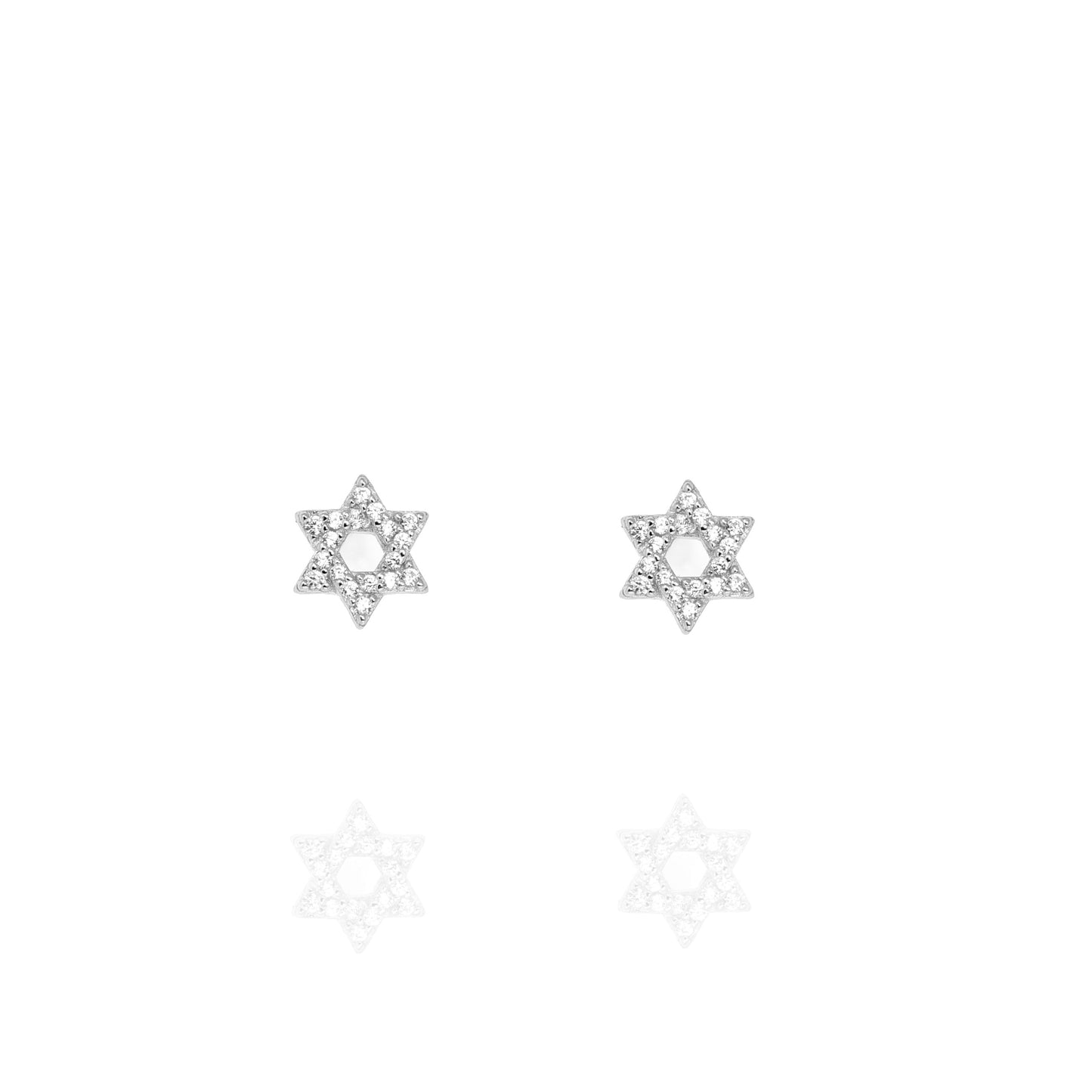 Silver Star of David Earrings with Cubic Zirconia