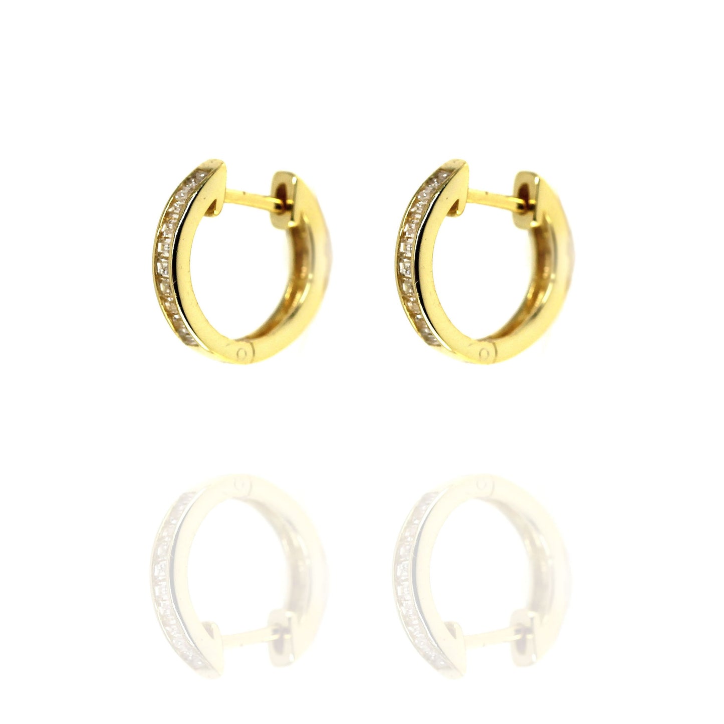 Baguette Small Hoop Gold Earrings with Cubic Zirconia