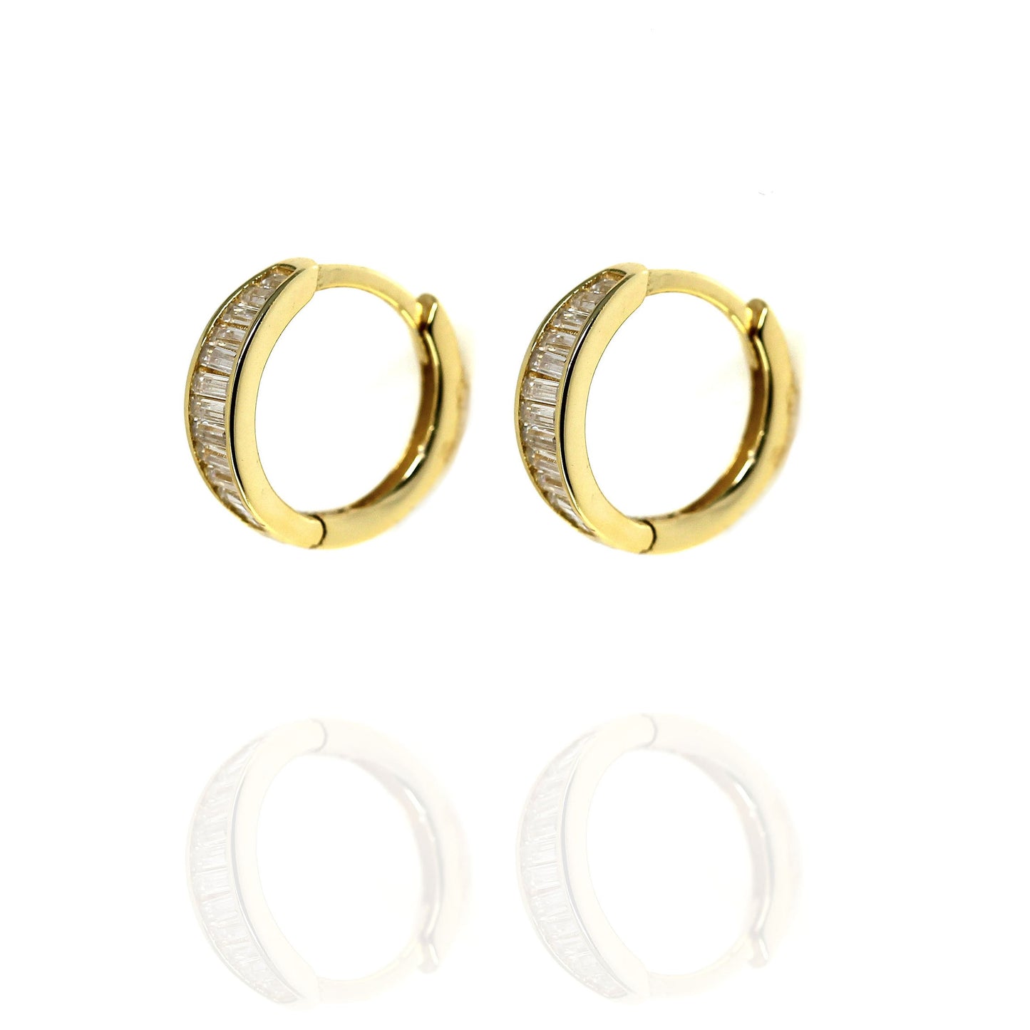 Gold Huggie Earrings with Cubic Zirconia