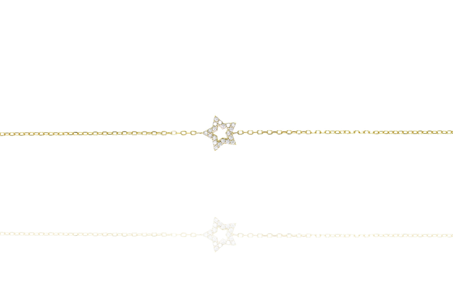 Gold plated silver chain bracelet with cubic zirconia set star