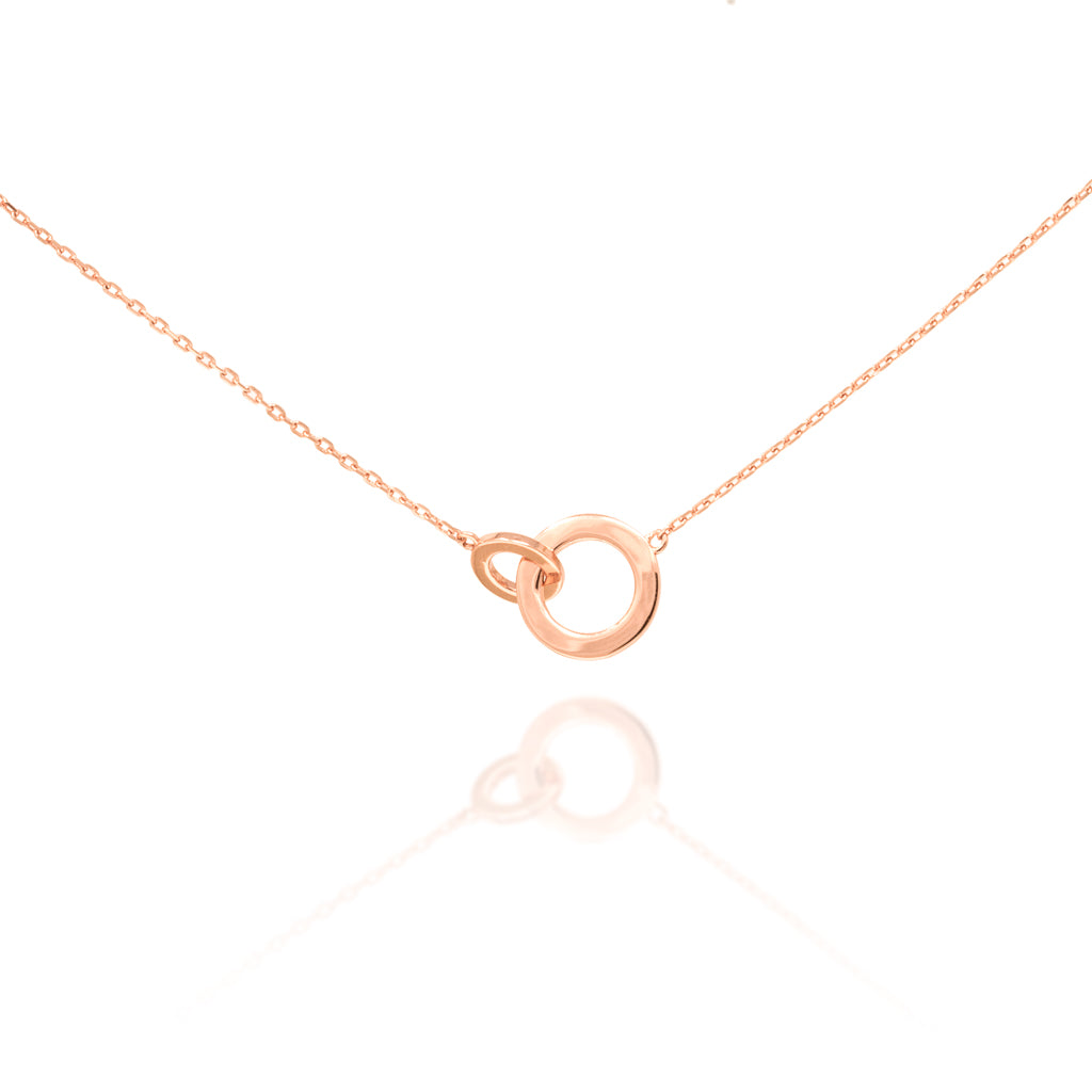 Rose gold plated silver chain bracelet with intertwined hoops