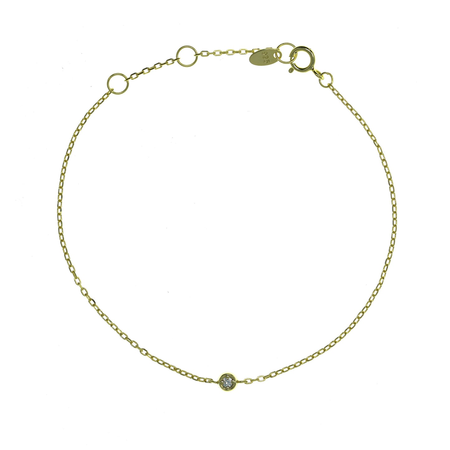 BG-8/G - Delicate Chain Bracelet with a Single Small Cubic Zirconia