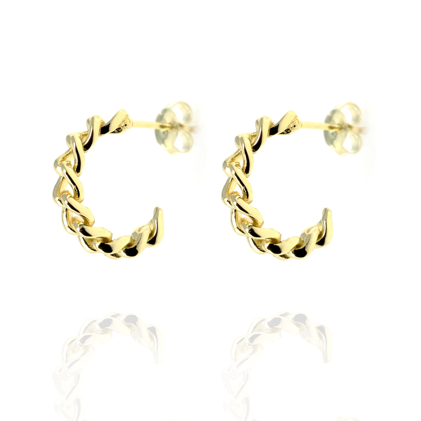 Sterling Silver Twisted Half Hoop Earrings with Single Cubic Zirconia