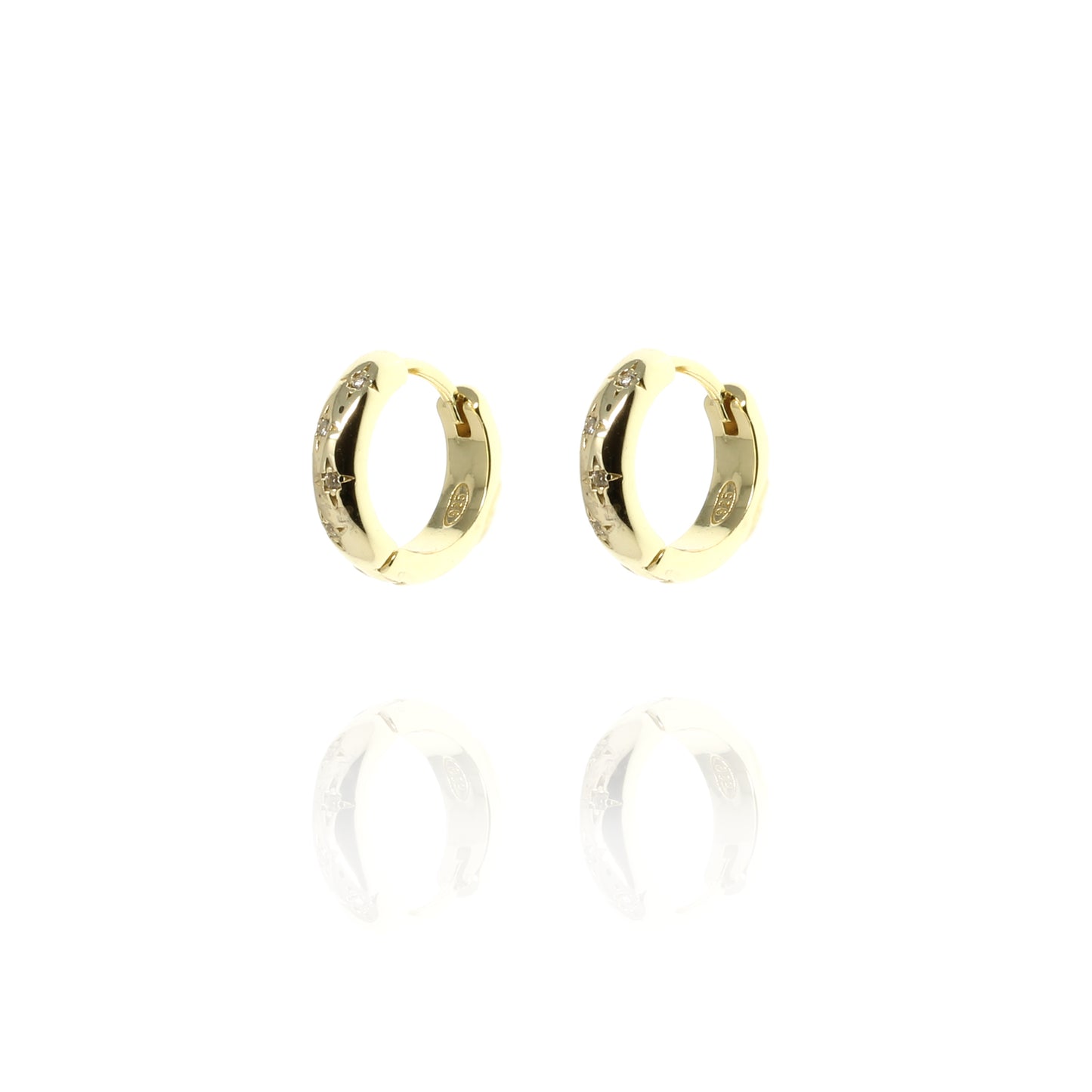 Gold plated on silver chunky huggie earrings