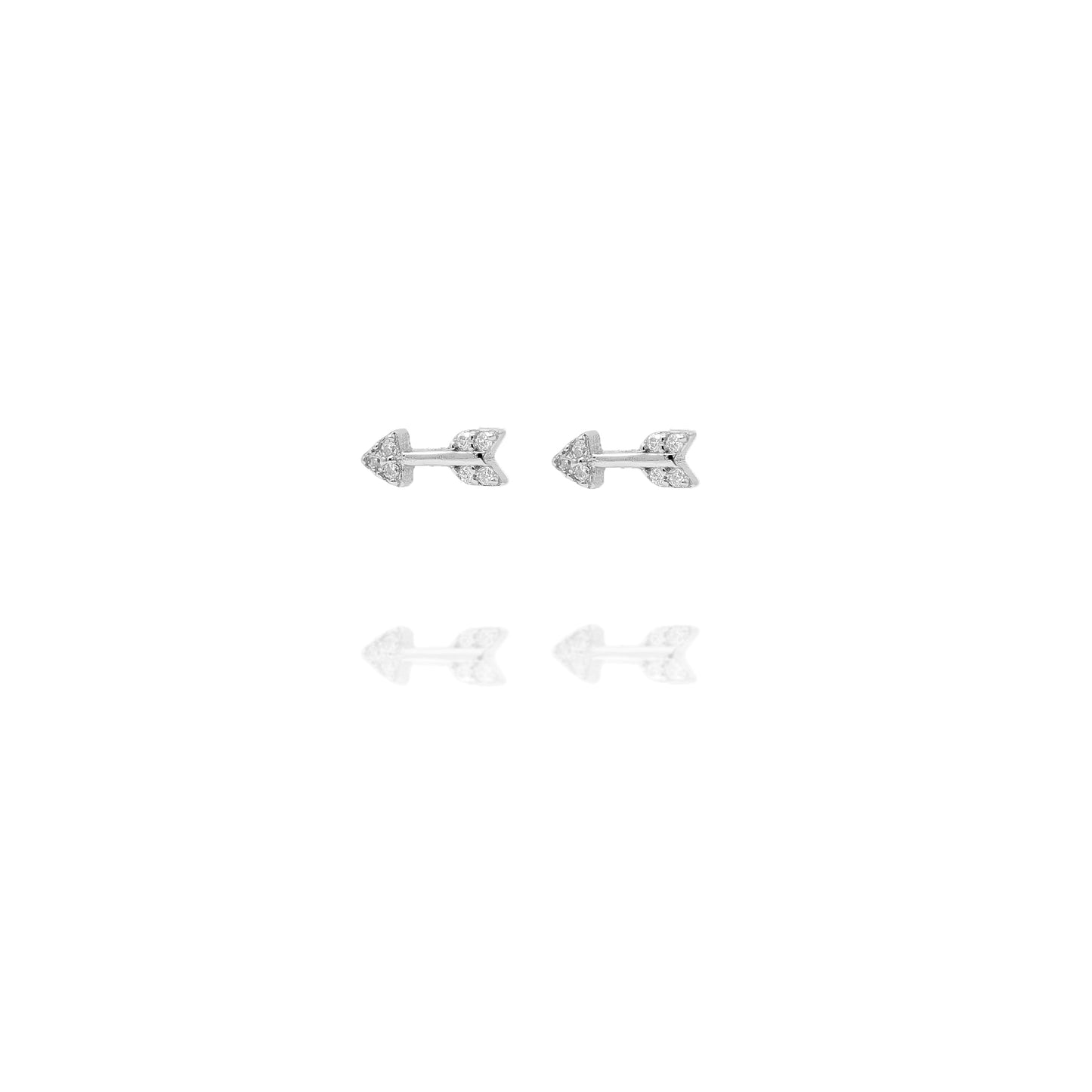 Gold plated on silver arrow motif earrings adorned with cubic zirconia stones.