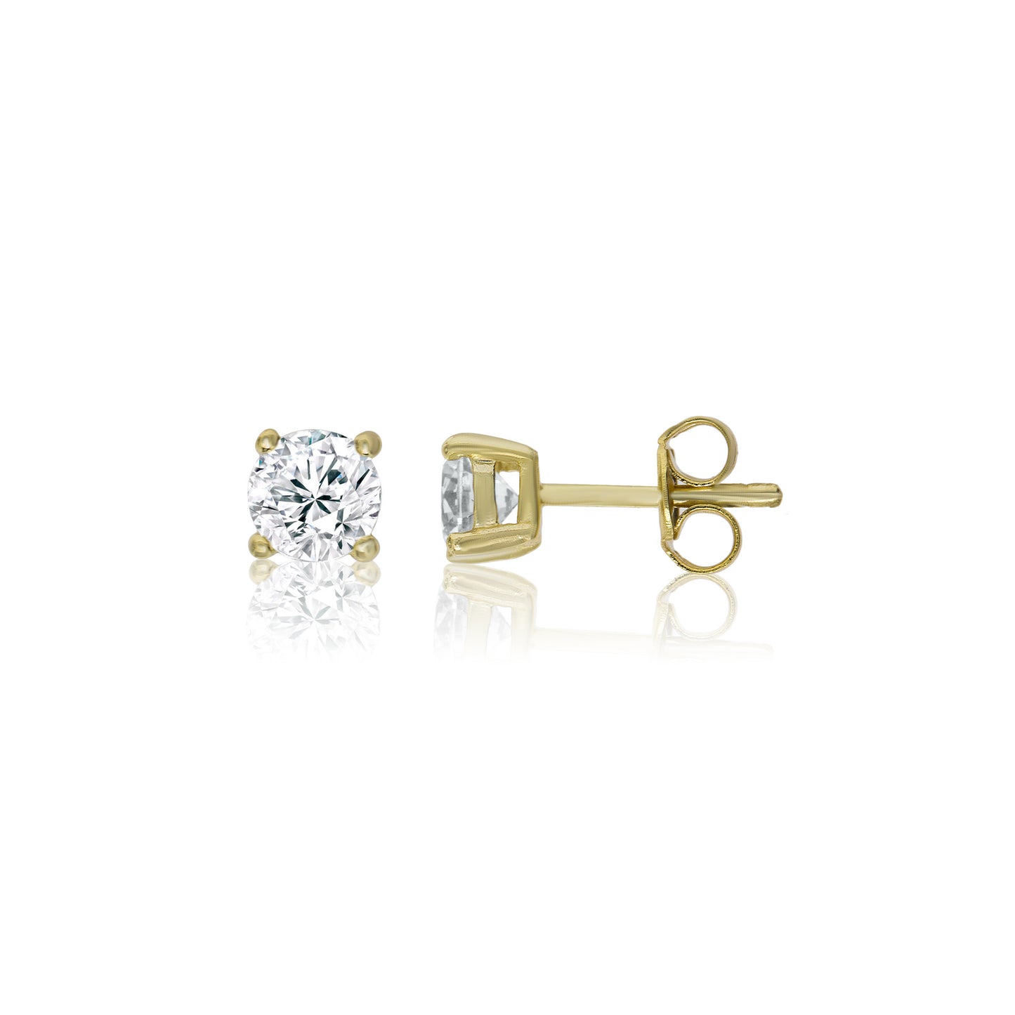 Gold Plated on Silver 5mm Cubic Zirconia Stud Earrings