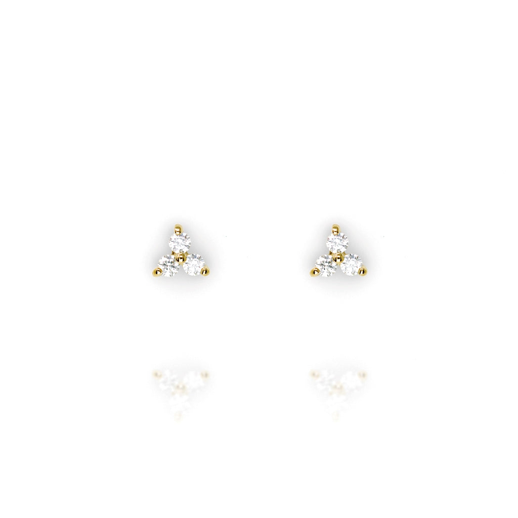 Gold plated cubic zirconia cluster ear studs .