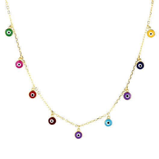 NF-28/G - Chain with Multi coloured Hanging Evil Eyes