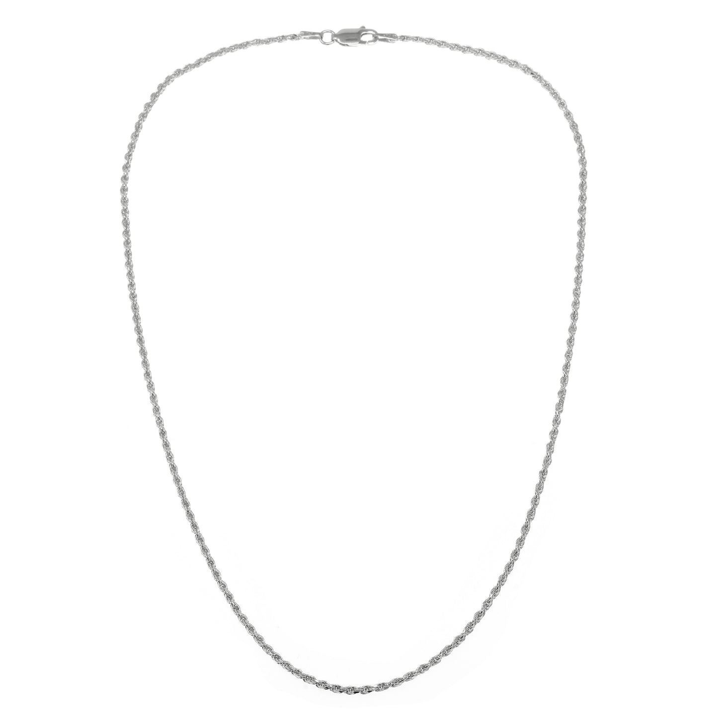 Sterling Silver Rope Chain Necklace displayed against a plain background