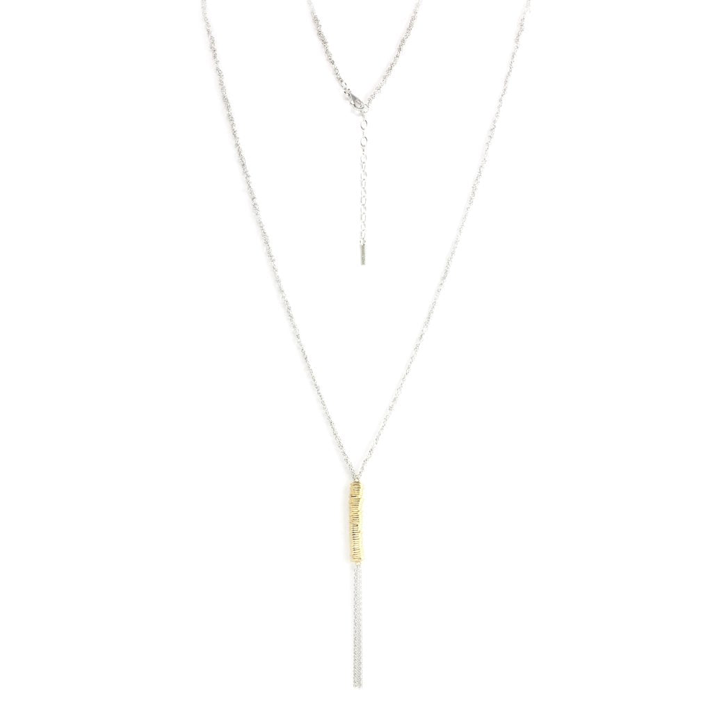 NC-1/SG - Long Knitted Chain Necklace with Tassel