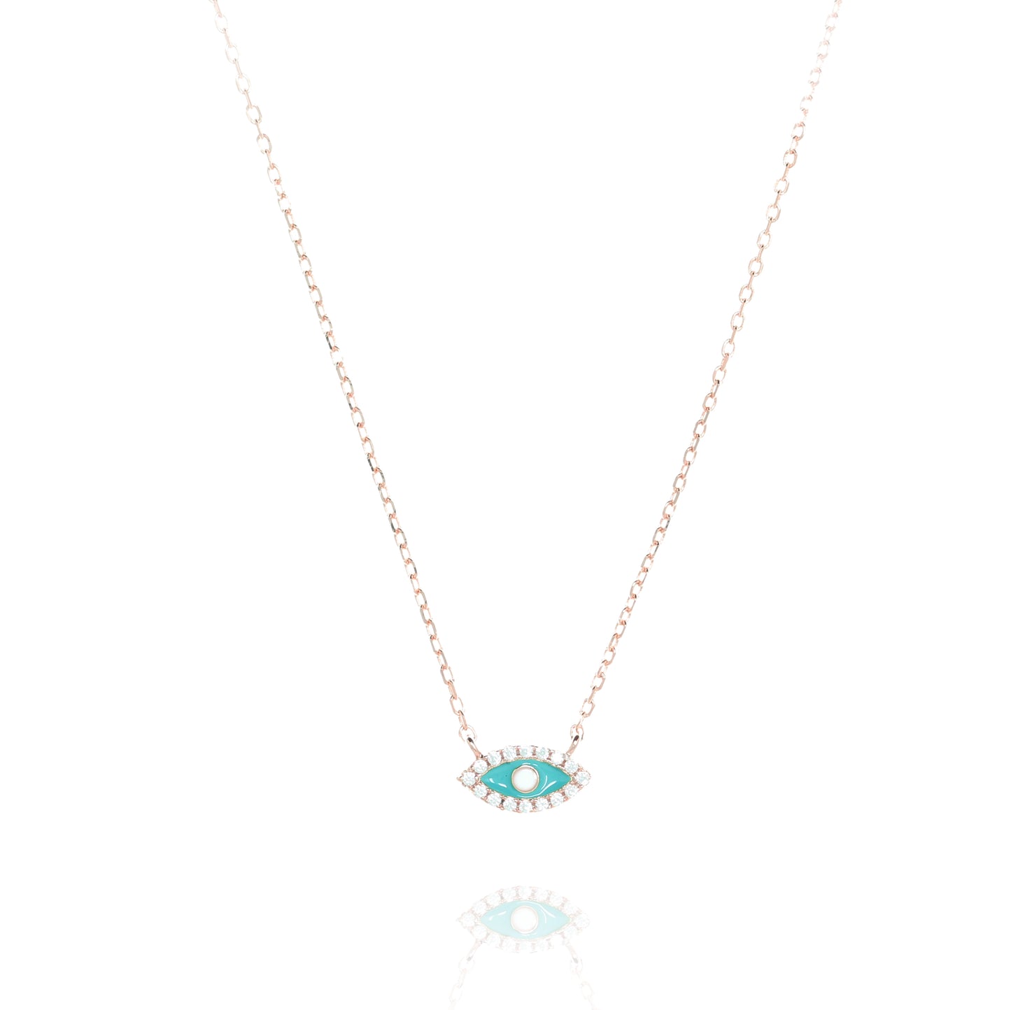 Gold-plated silver necklace with a red evil eye pendant rimmed with cubic zirconia