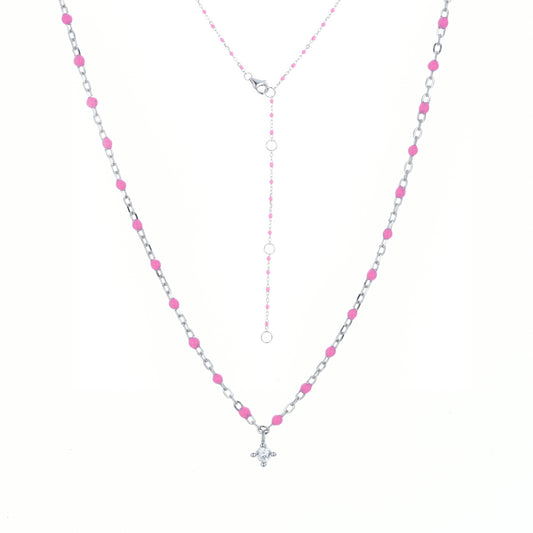 NG-10/S/F - Chain and Bead Necklace with Cubic Zirconia (New Colour)
