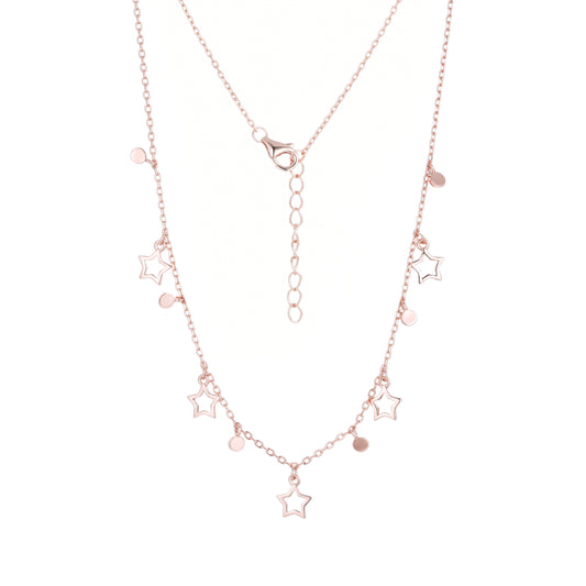 NG-13/R - Chain Necklace with Star and Disk Elements