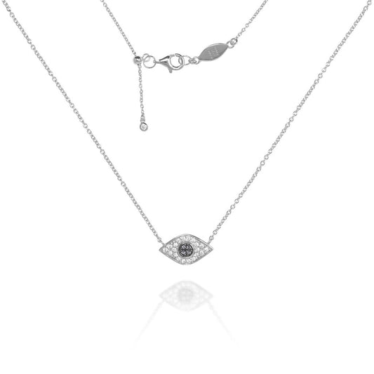 NT-202/S - Evil Eye Chain Necklace Set in CZ with Blue Center Stones