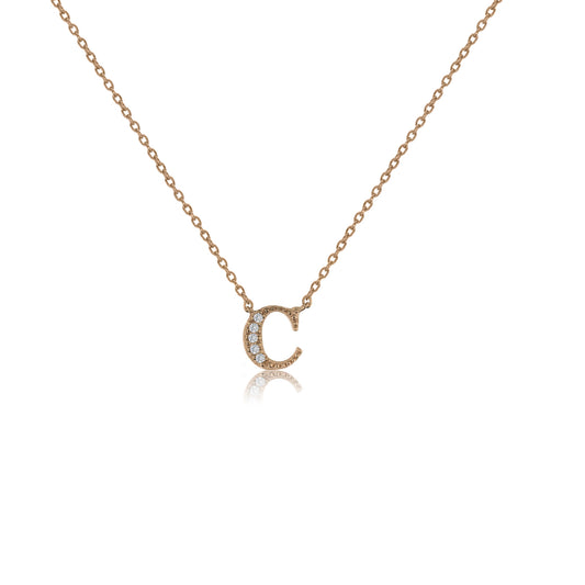 NT-26/R/C - Initial "C" Necklace with Sliding Length Adjuster