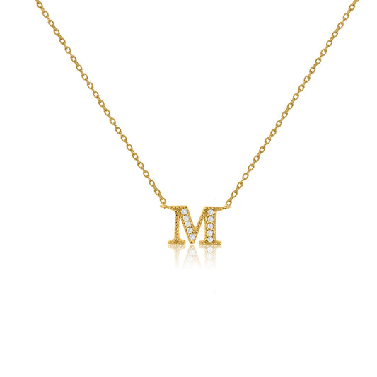 NT-26/G/M - Initial "M" Necklace with Sliding Length Adjuster
