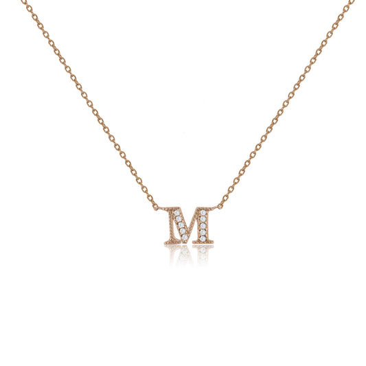 NT-26/R/M -  Initial "M" Necklace with Sliding Length Adjuster