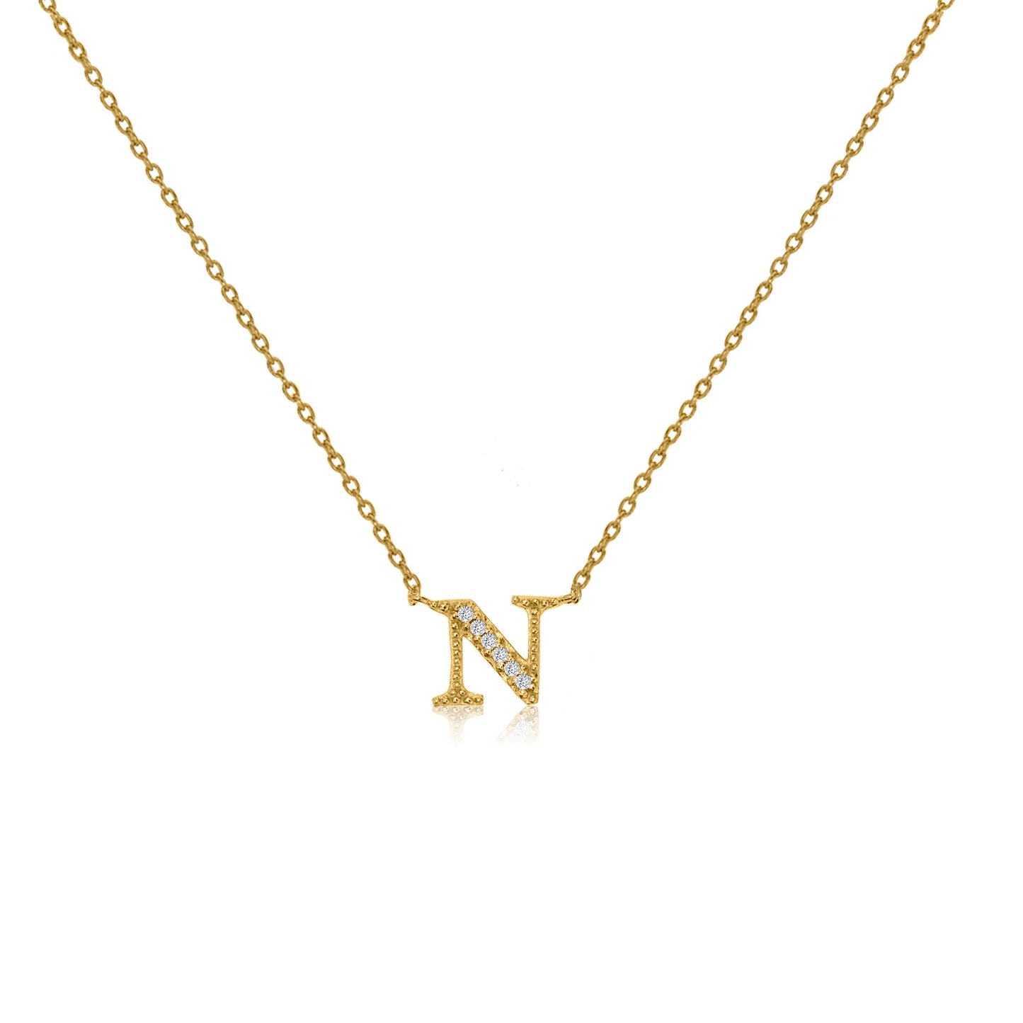NT-26/G/N -  Initial "N" Necklace with Sliding Length Adjuster
