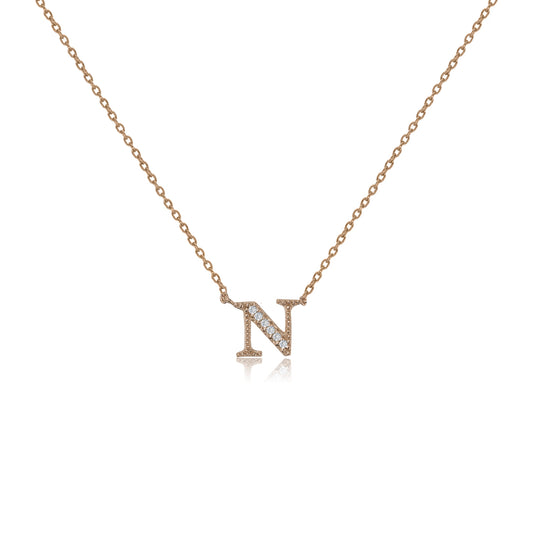 NT-26/R/N - Initial "N" Necklace with Sliding Length Adjuster