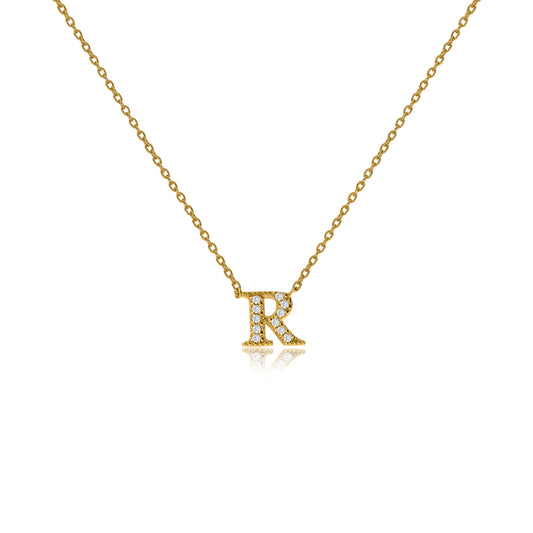 NT-26/G/R -  Initial "R" Necklace with Sliding Length Adjuster