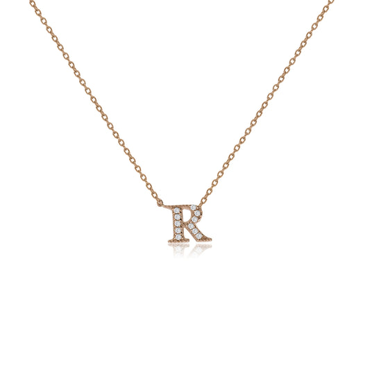 NT-26/R/R - Initial "R" Necklace with Sliding Length Adjuster