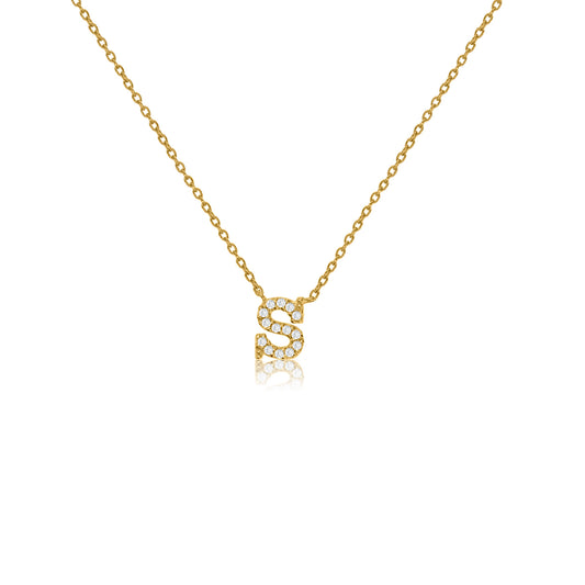 NT-26/G/S - Initial "S" Necklace with Sliding Length Adjuster