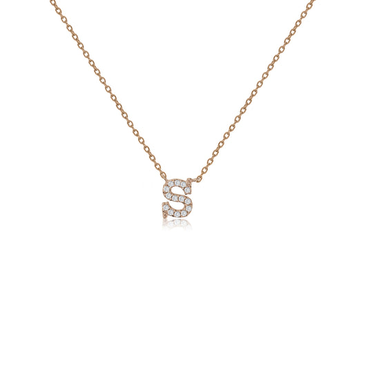 NT-26/R/S - Initial "S" Necklace with Sliding Length Adjuster