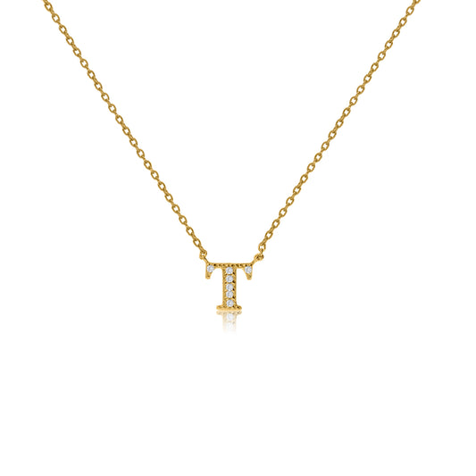 NT-26/G/T - Initial "T" Necklace with Sliding Length Adjuster