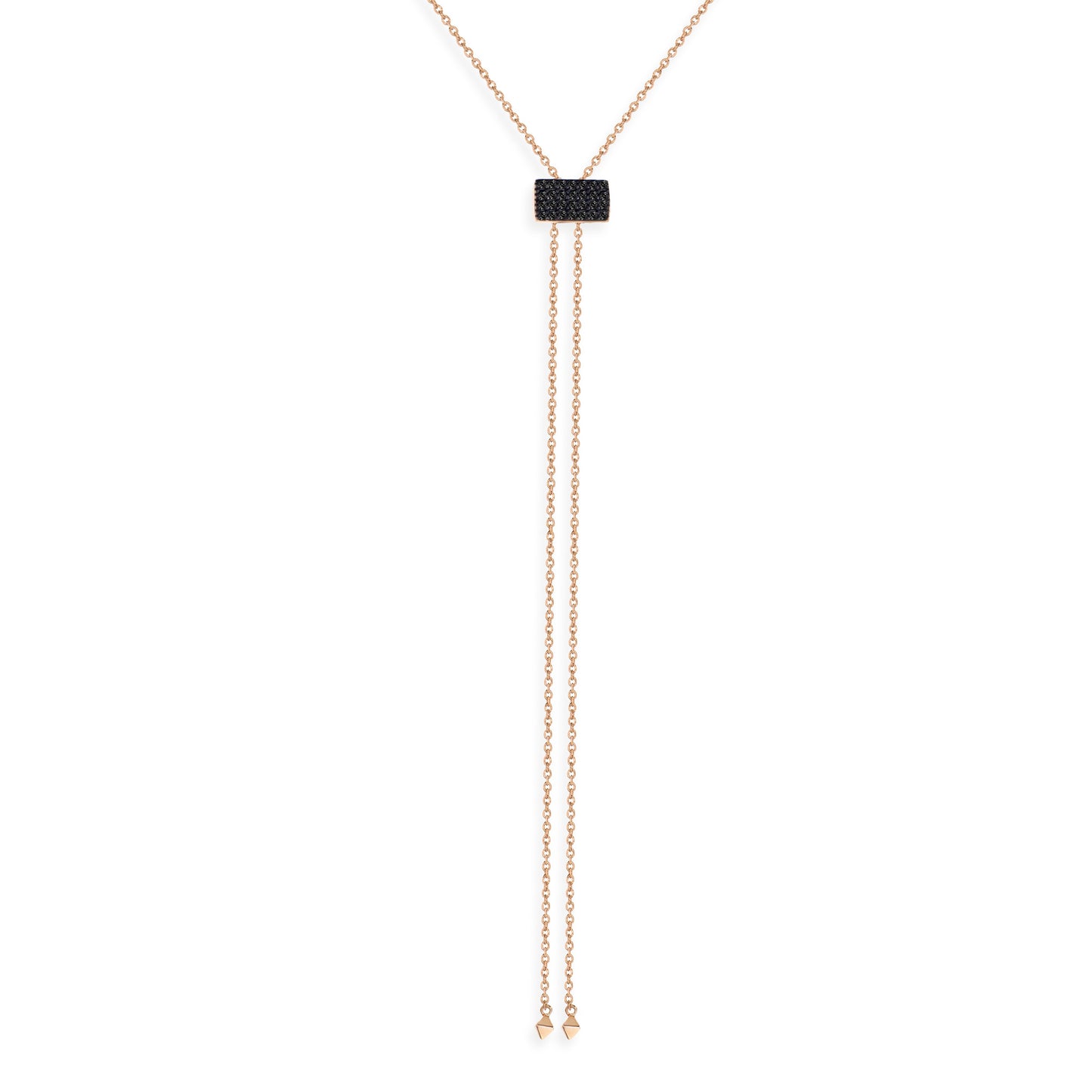 Elegant rose gold and black cubic zirconia necklace with adjustable slider