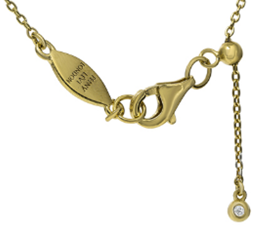 Gold plated initial necklace with CZ decoration and adjustable chain length.
