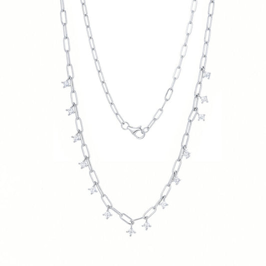 NG-14/S - Chain Necklace with Hanging Zirconia