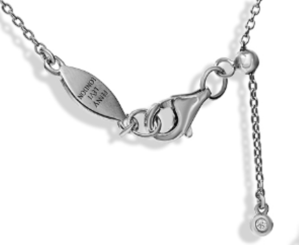 Sterling silver chain initial bracelet with CZ 'P' charm and sliding size adapter.