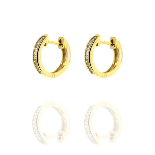 Baguette Small Hoop Gold Earrings with Cubic Zirconia