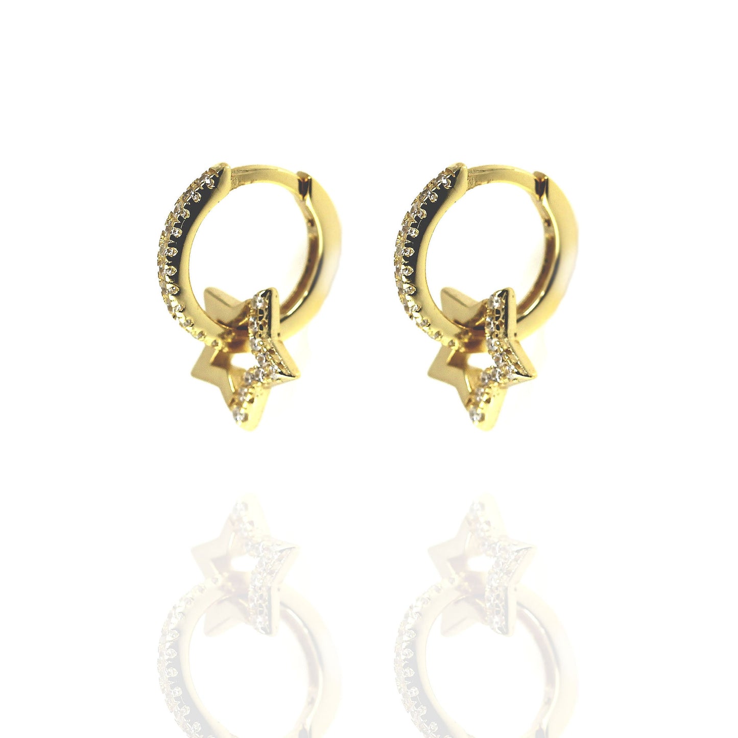 Mini Star Gold Huggie Hoop Earring with Cubic Zirconia