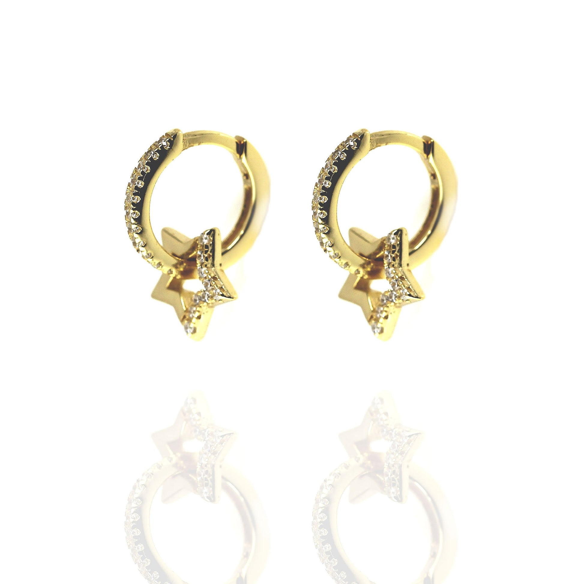 Mini Star Gold Huggie Hoop Earring with Cubic Zirconia