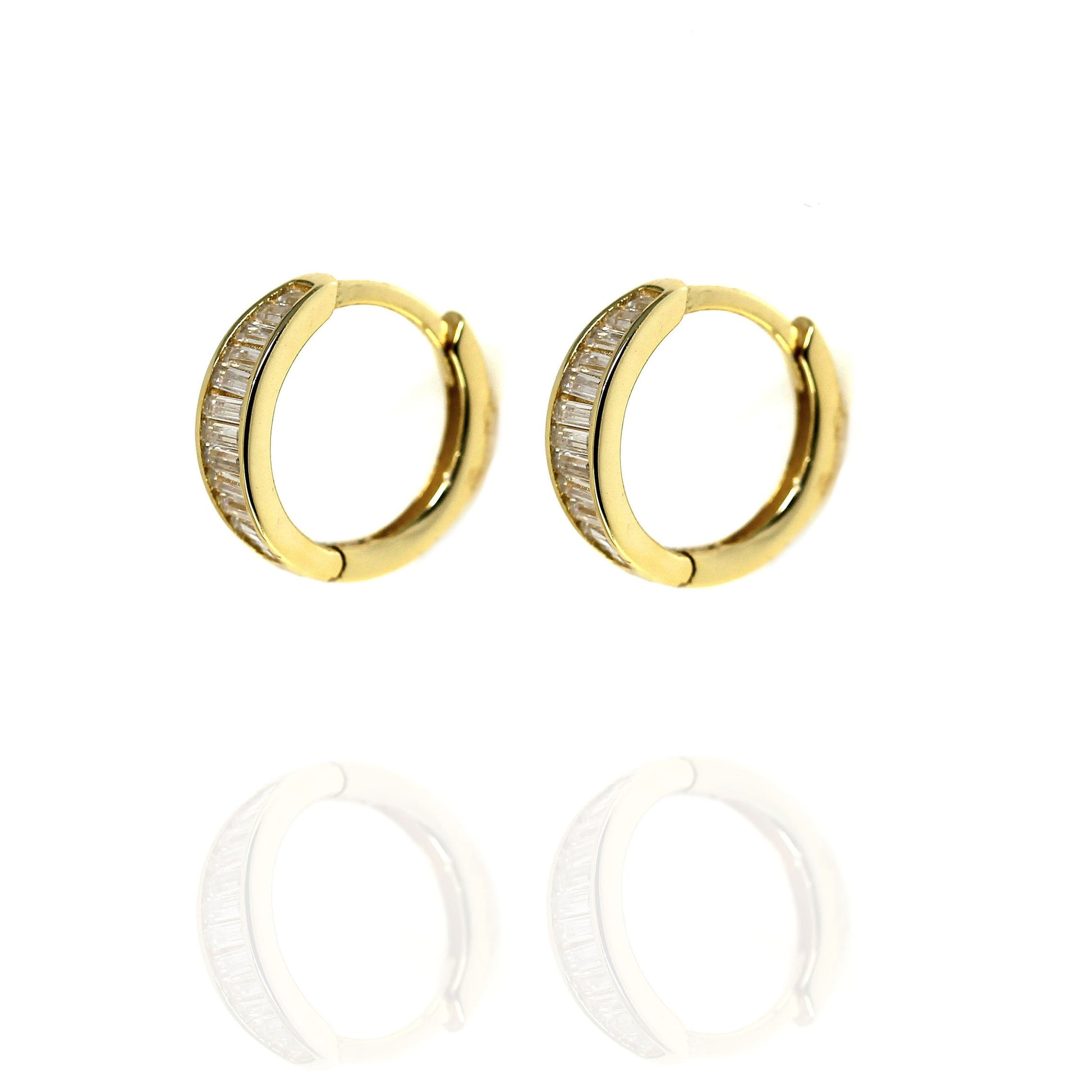 Gold Huggie Earrings with Cubic Zirconia