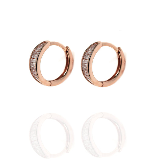 Rose Gold Huggie Earrings with Cubic Zirconia