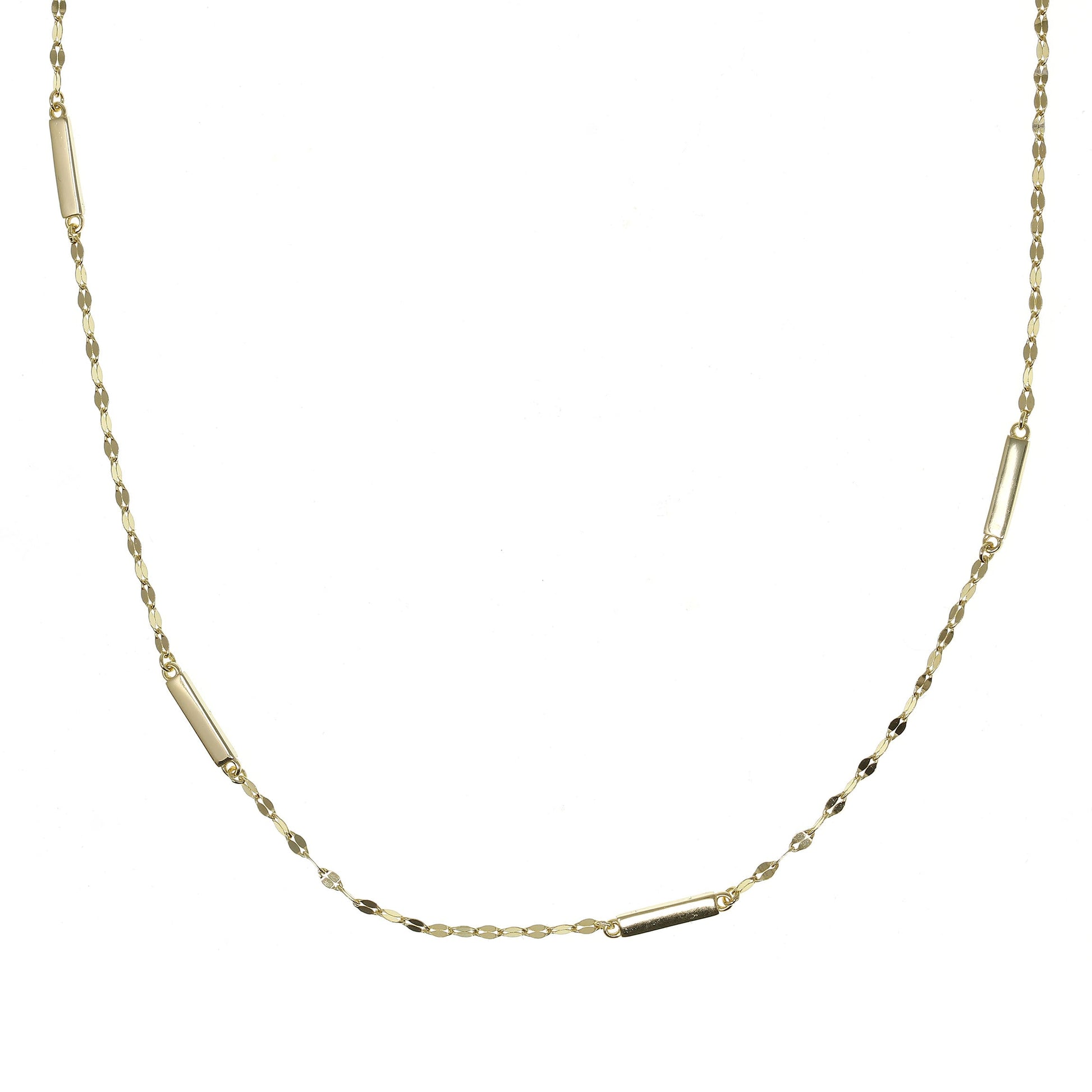 Twisted Bar Chain Gold Necklace