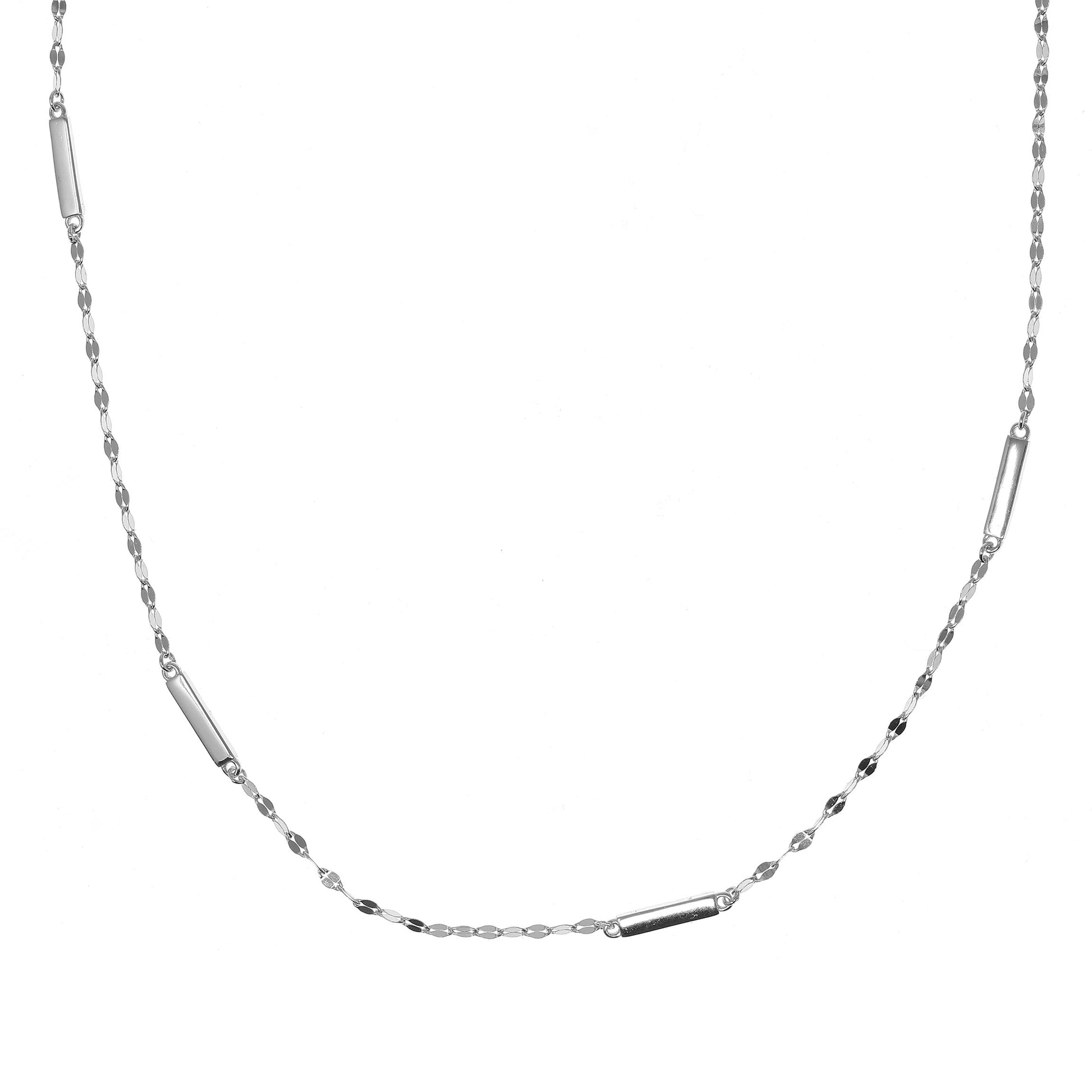 Twisted Bar Chain Silver Necklace