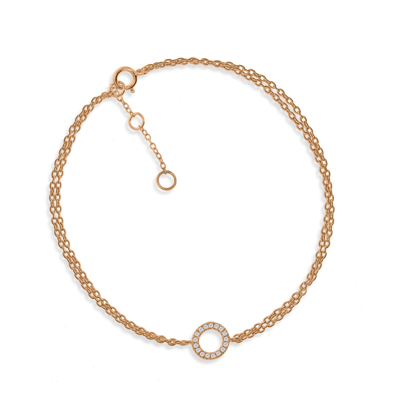 BG-56/R - Double Chain Bracelet with Small Circle Charm