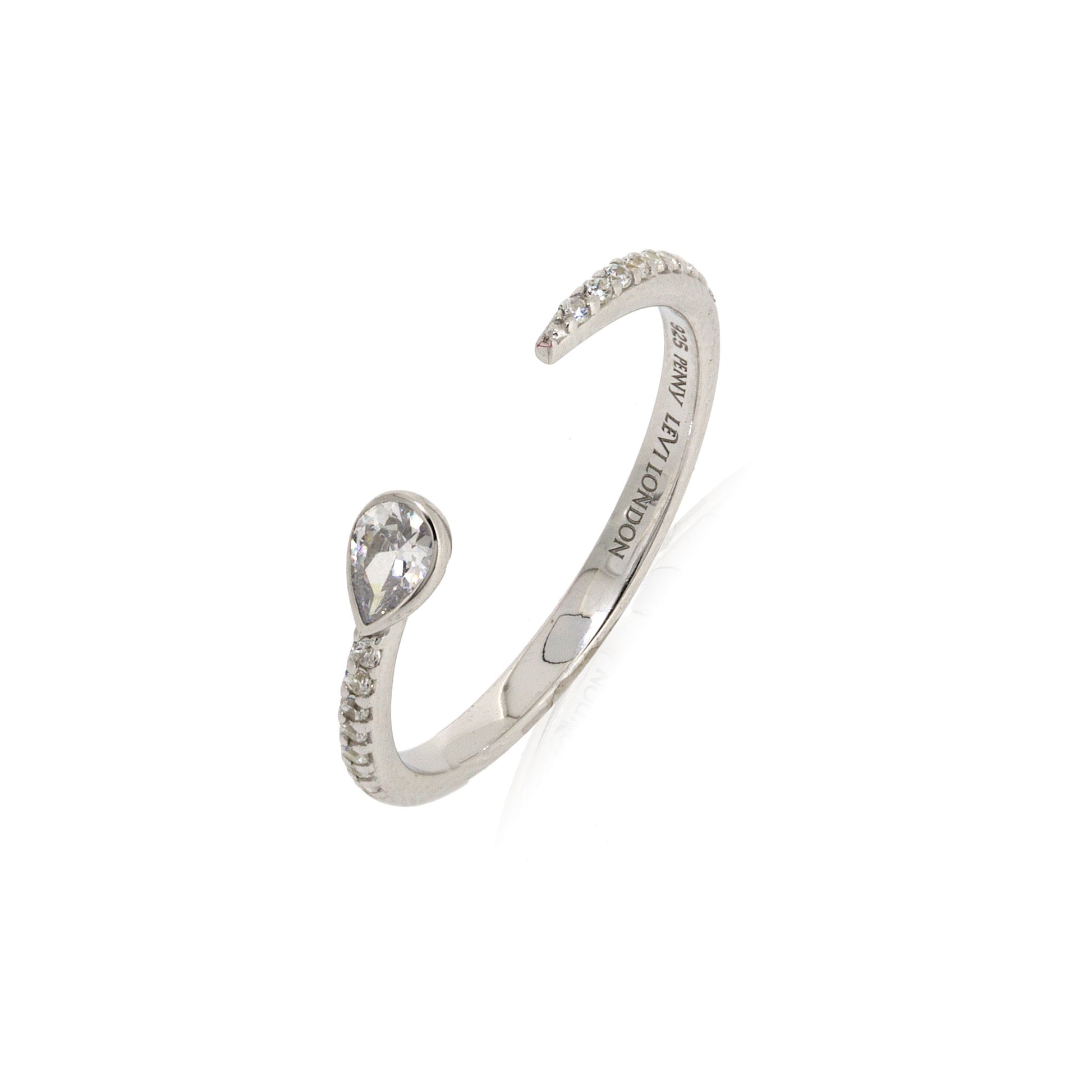 
Gold-plated open claw ring with large Cubic Zirconia on one side and small

