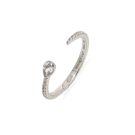 
Gold-plated open claw ring with large Cubic Zirconia on one side and small


