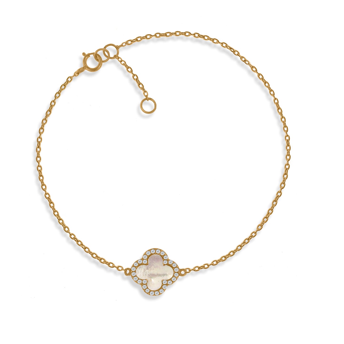 BG-5/G - Chain Bracelet with Mother of Pearl Clover Charm