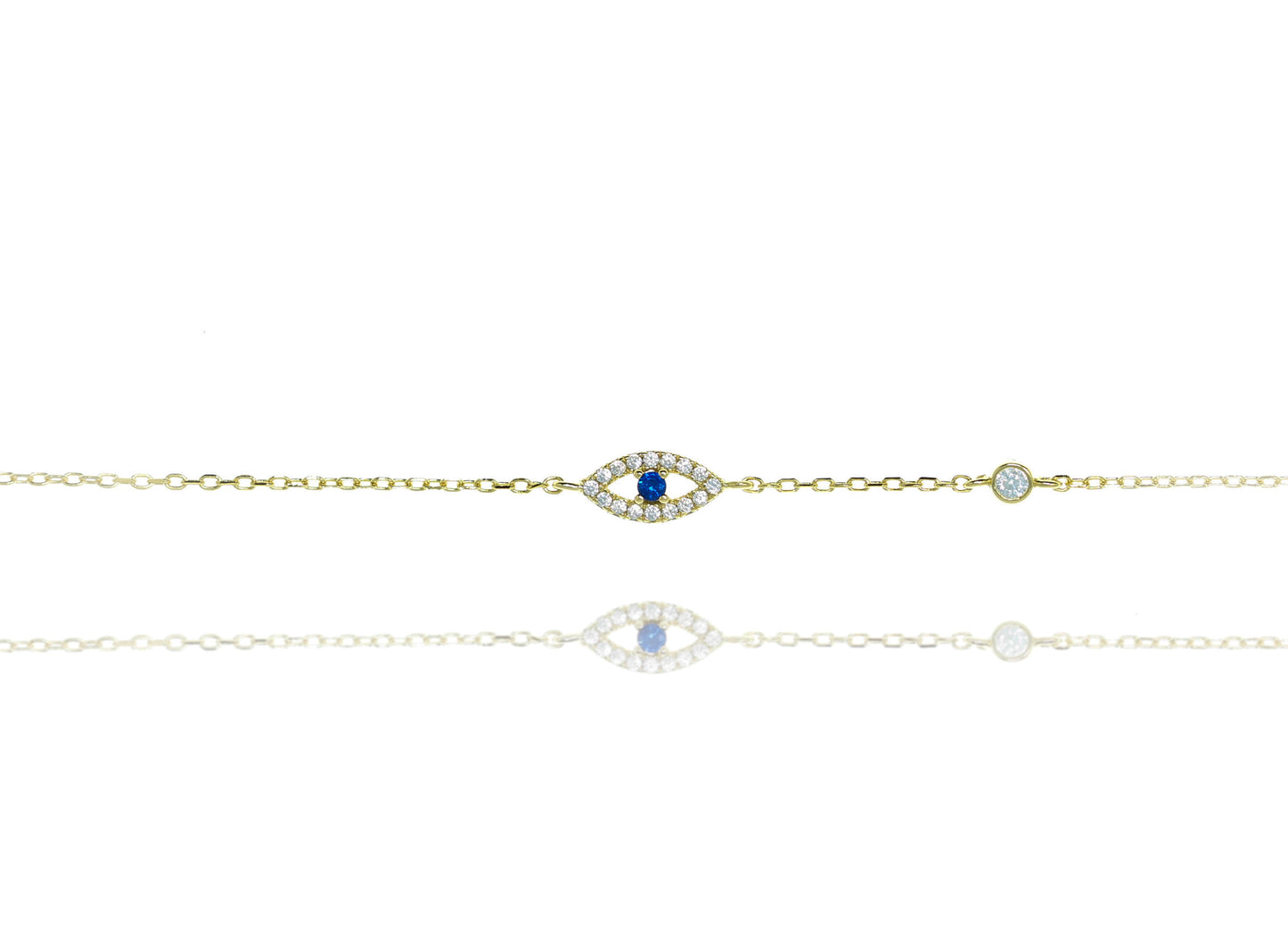 BF-10/GB - Evil Eye Chain Bracelet with a Blue Centre Stone