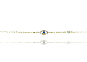 BF-10/GB - Evil Eye Chain Bracelet with a Blue Centre Stone