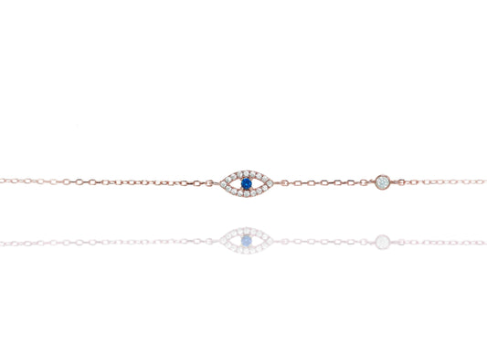 BF-10/RB - Evil Eye Chain Bracelet with a Blue Centre Stone