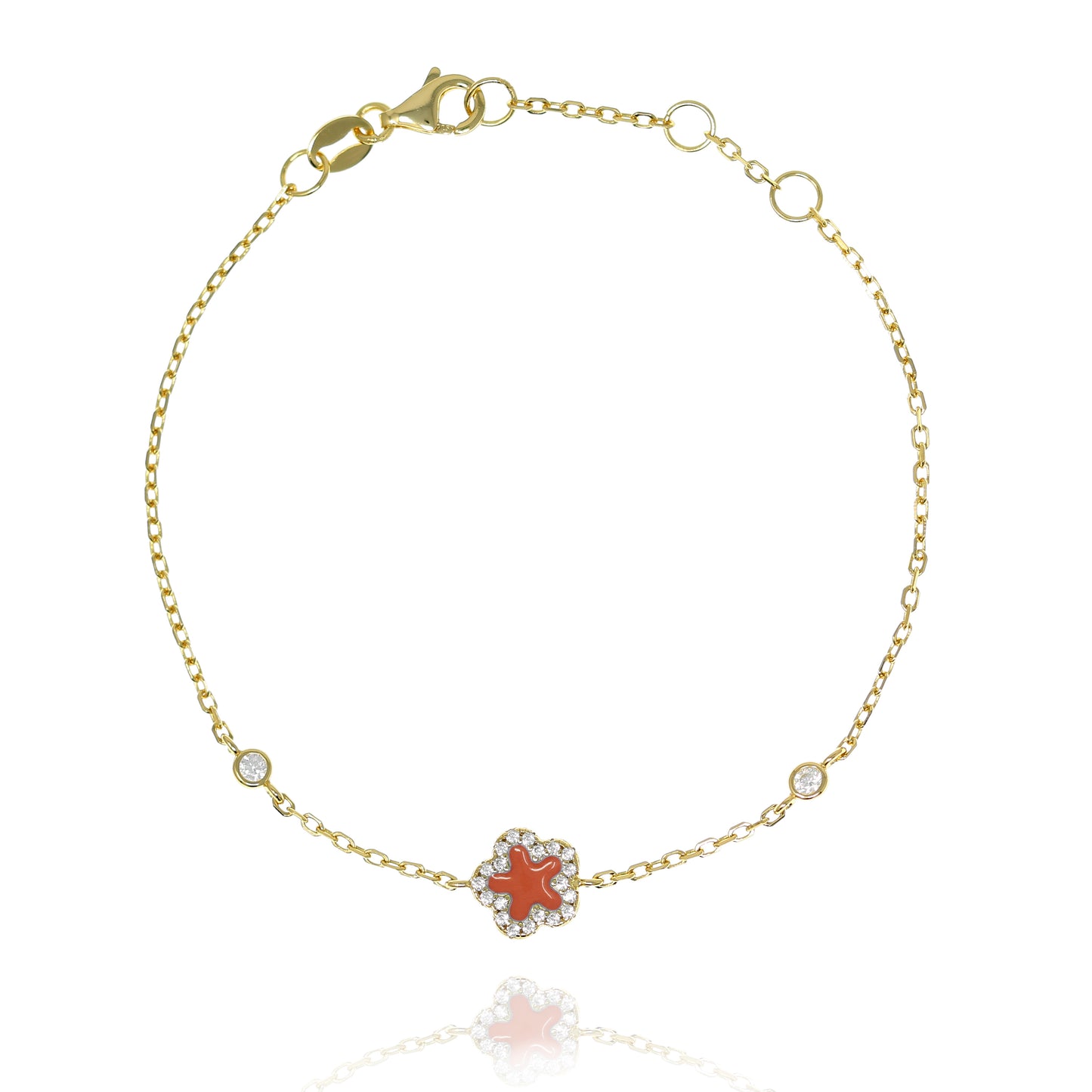 BF-20/GR - Chain Bracelet with Red Star