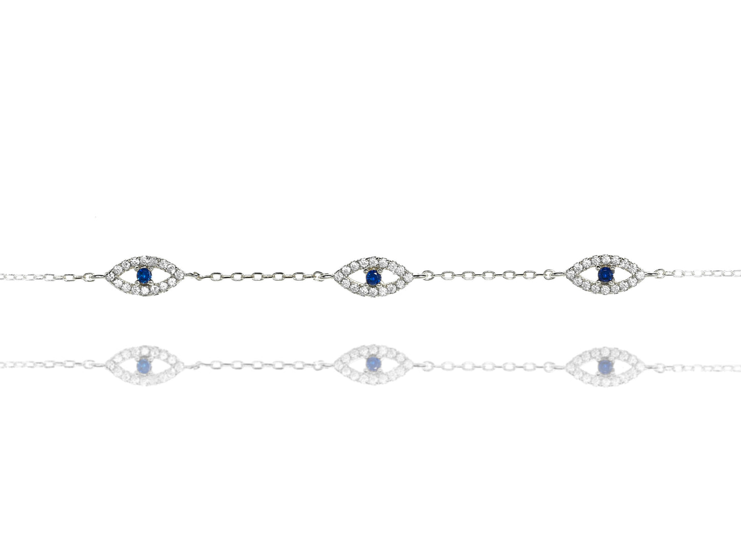 BF-9/SB - Chain and Evil Eye Bracelet with Blue Stone