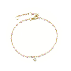 BG-10/G/BP - Chain and Bead Bracelet with Hanging CZ (New Colour)