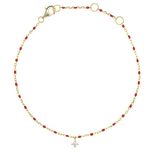 BG-10/GR - Bead and Chain Bracelet with hanging CZ